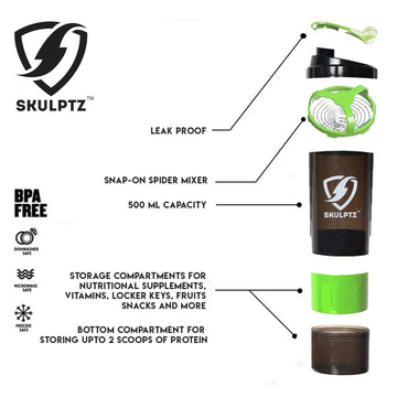 Neon Multi-Storage Shaker Bottle (Green)