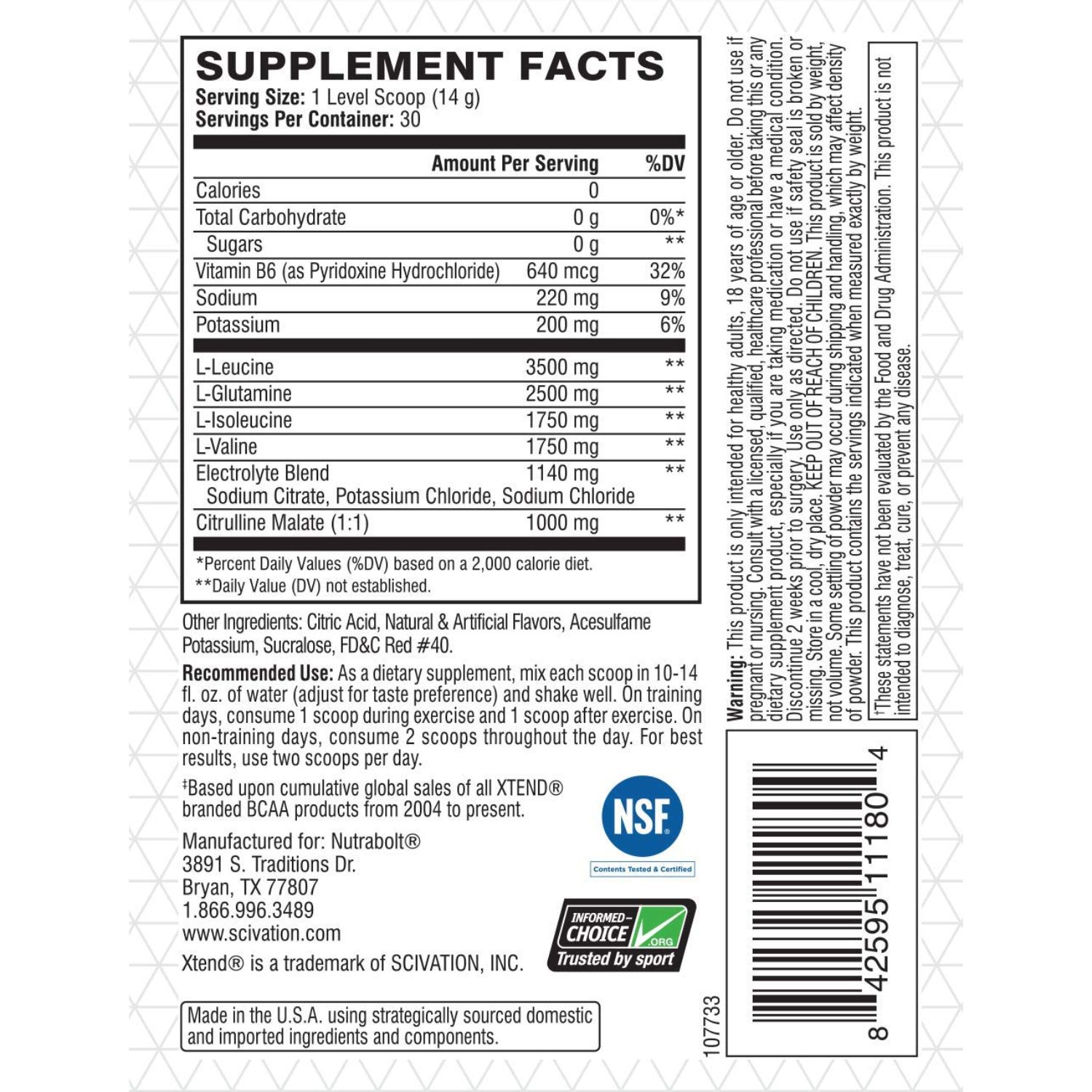 Scivation Xtend BCAA 30 Serv - skulptz