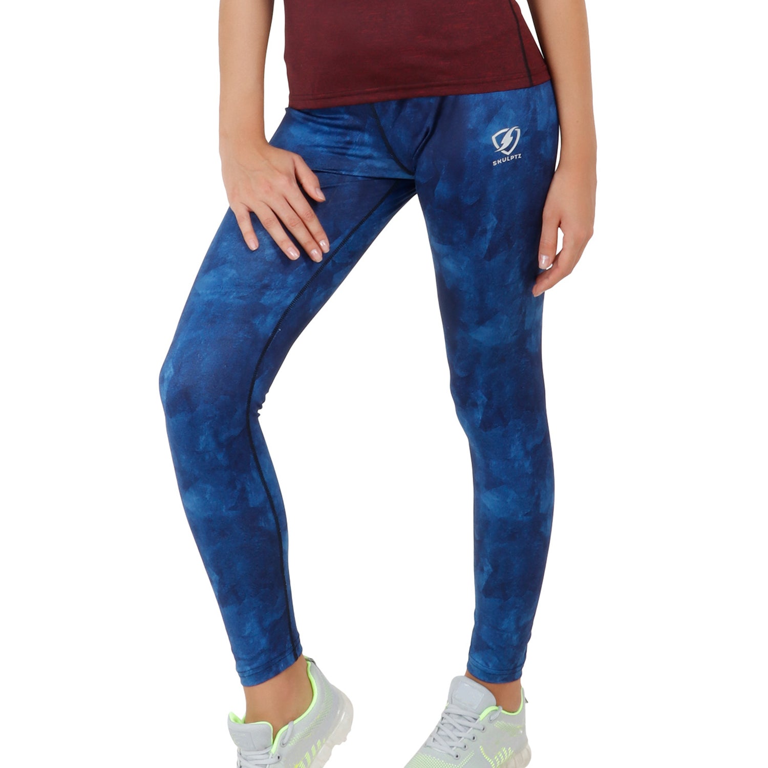Womens Printed Tights Blue - skulptz