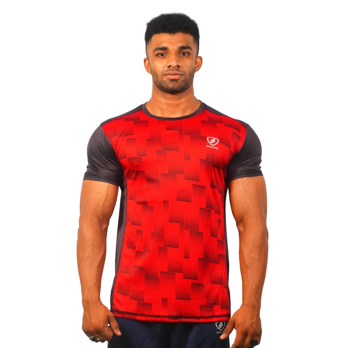 Mens Flare Tshirt (Red) - skulptz