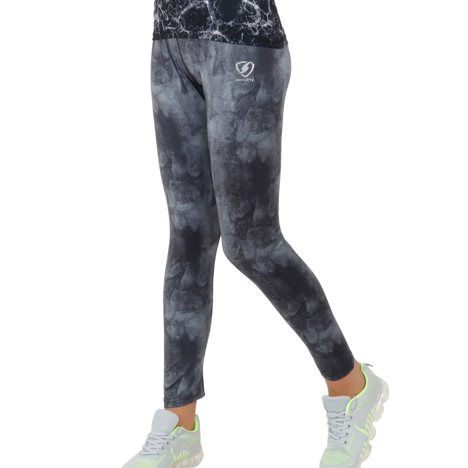 Womens Printed Tights Black - skulptz