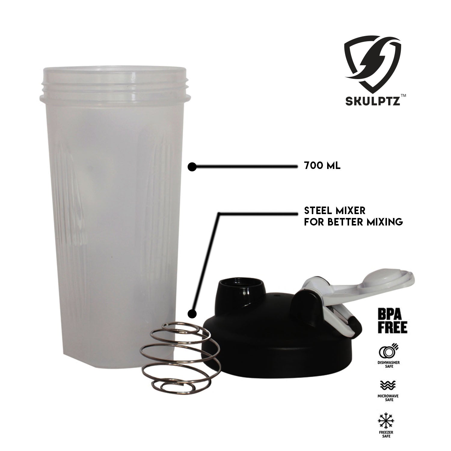 Oasis Series Shaker With Steel Mixer (White) - skulptz