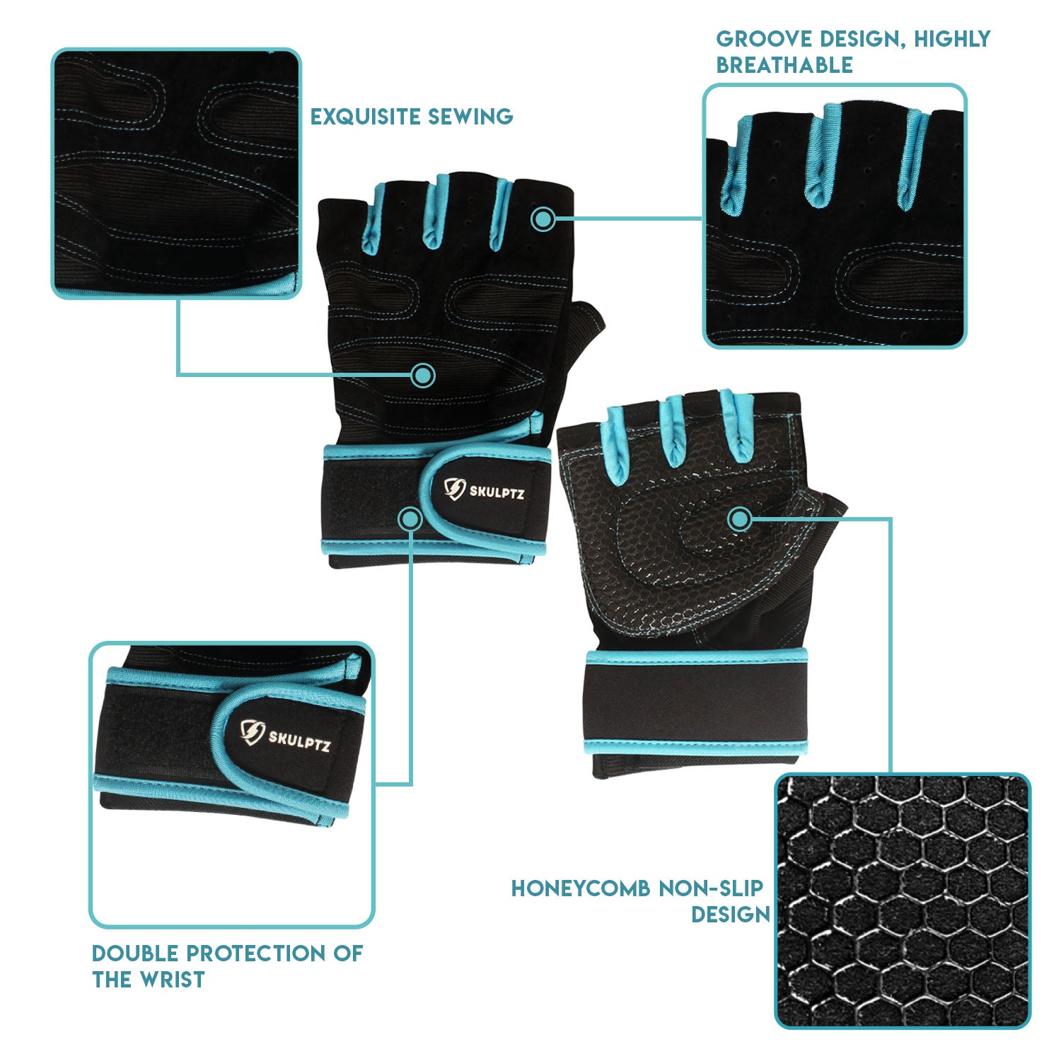 Spartan Series Gloves Blue - skulptz