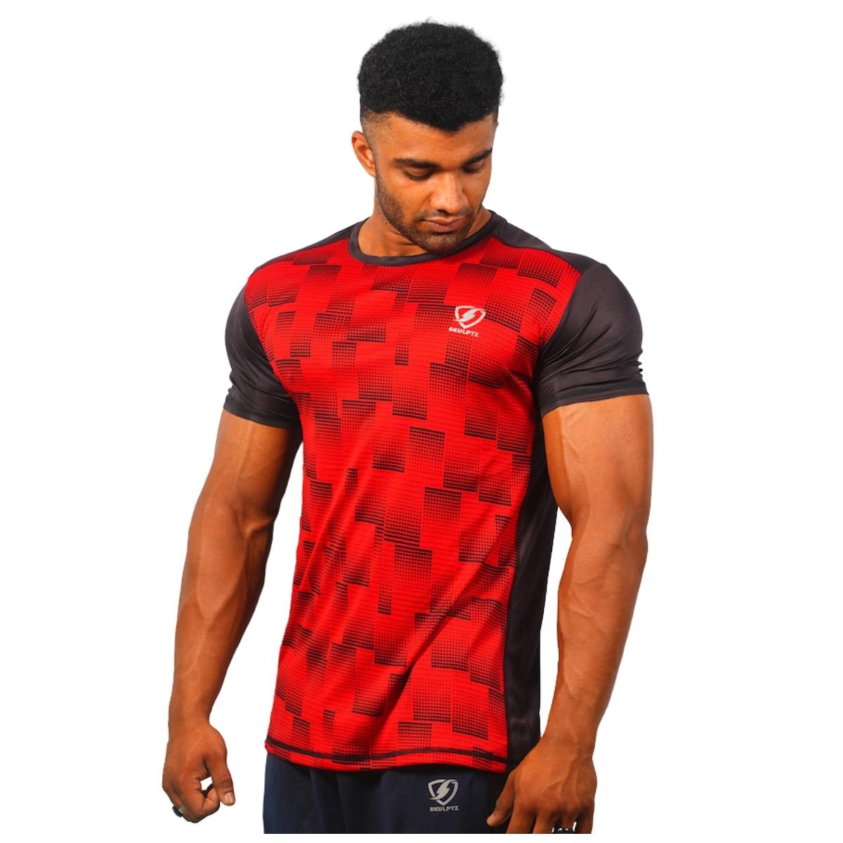 Mens Flare Tshirt (Red) - skulptz