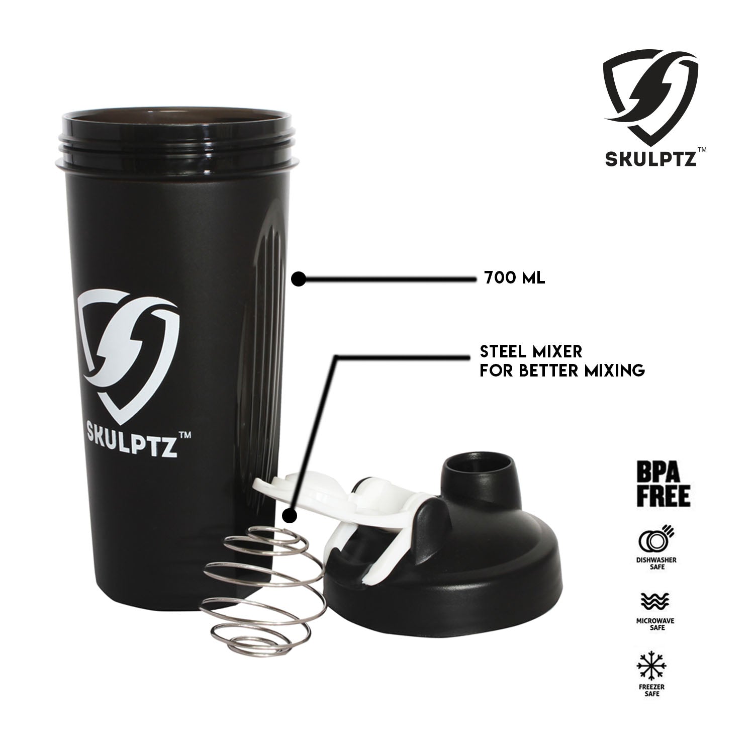 Oasis Series Shaker With Steel Mixer (Black) - skulptz