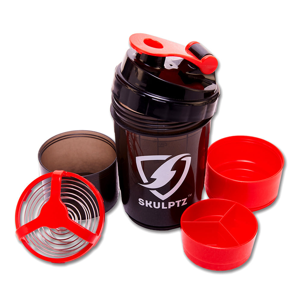 Neon Multi-Storage Shaker Bottle (Red) - skulptz