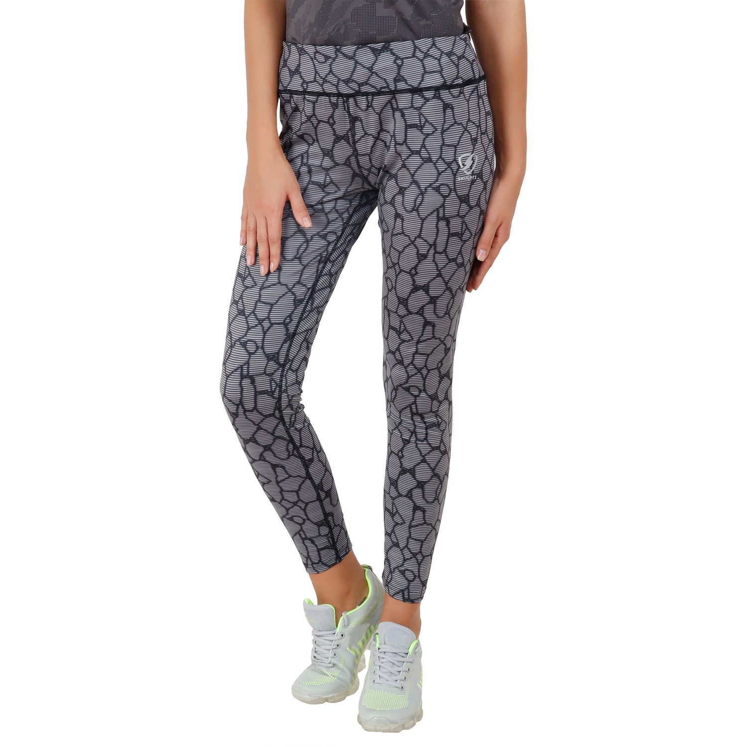 Womens Printed Tights Dark Grey - skulptz