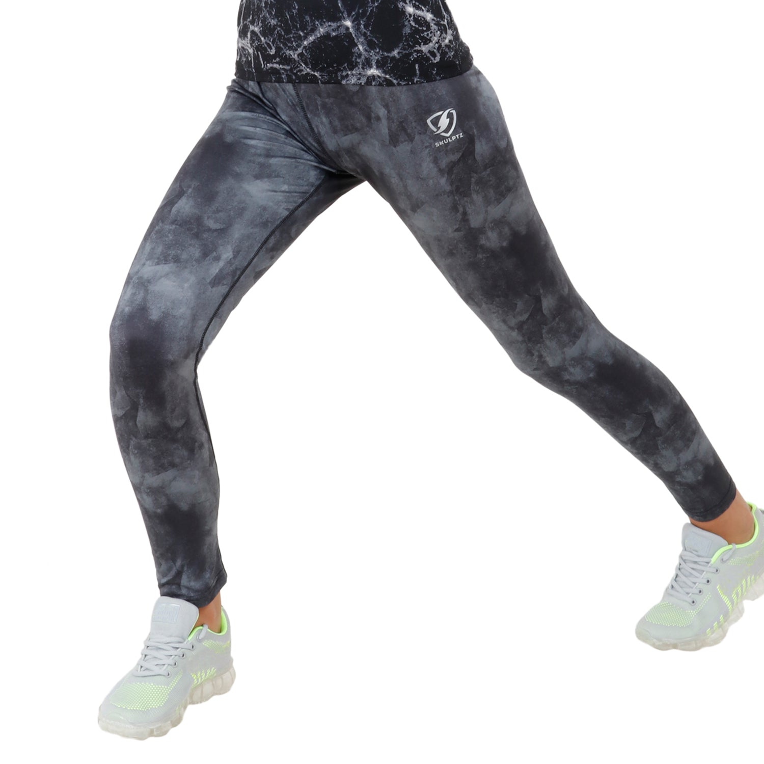 Womens Printed Tights Black - skulptz