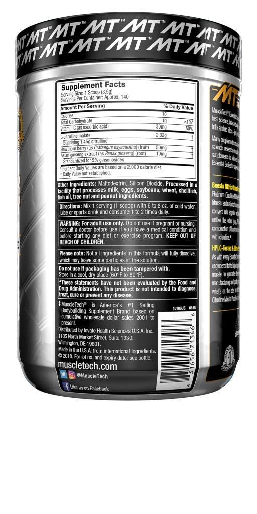 MuscleTech Platinum Citrulline Malate 492G - skulptz