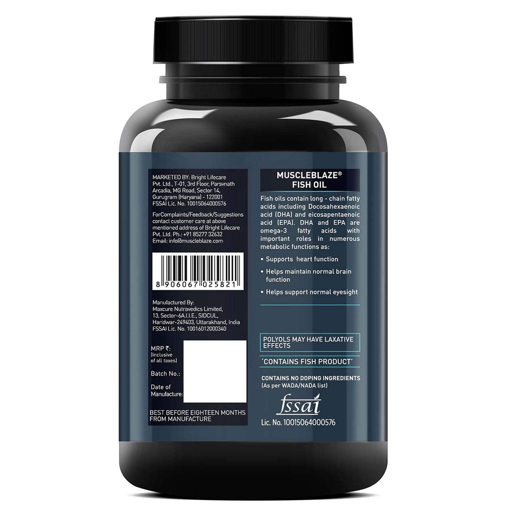 MuscleBlaze Fish Oil (90 softgels) - skulptz