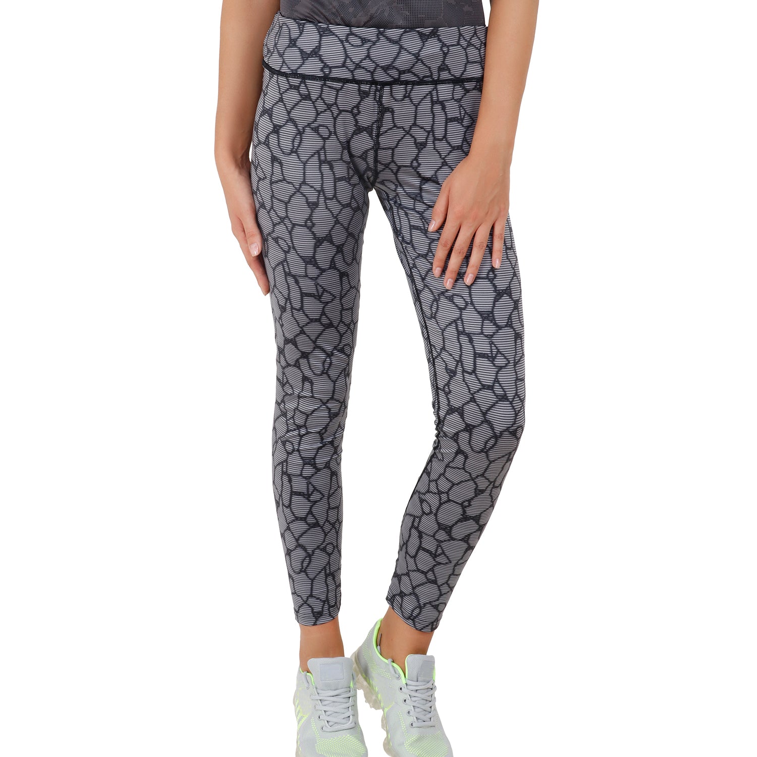 Womens Printed Tights Dark Grey - skulptz