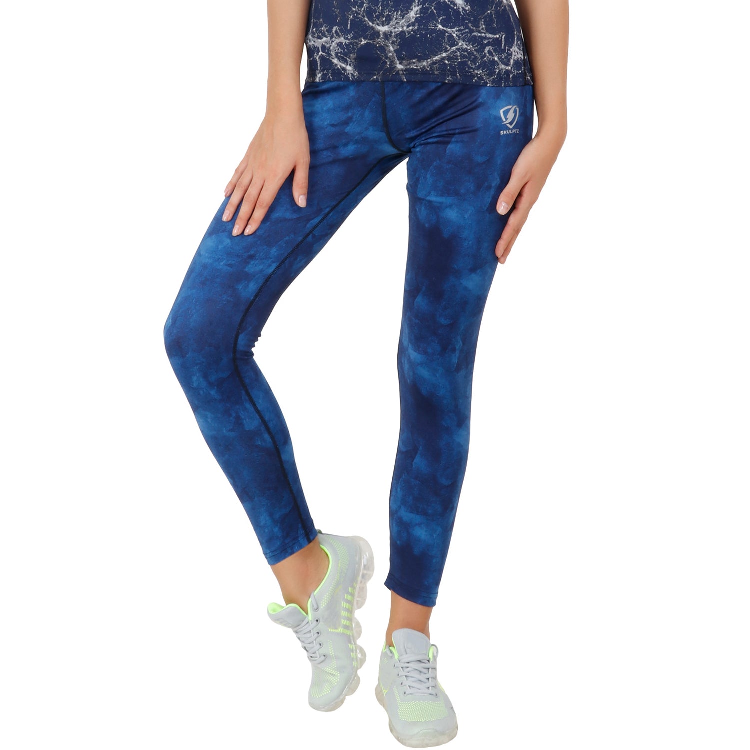 Womens Printed Tights Blue - skulptz