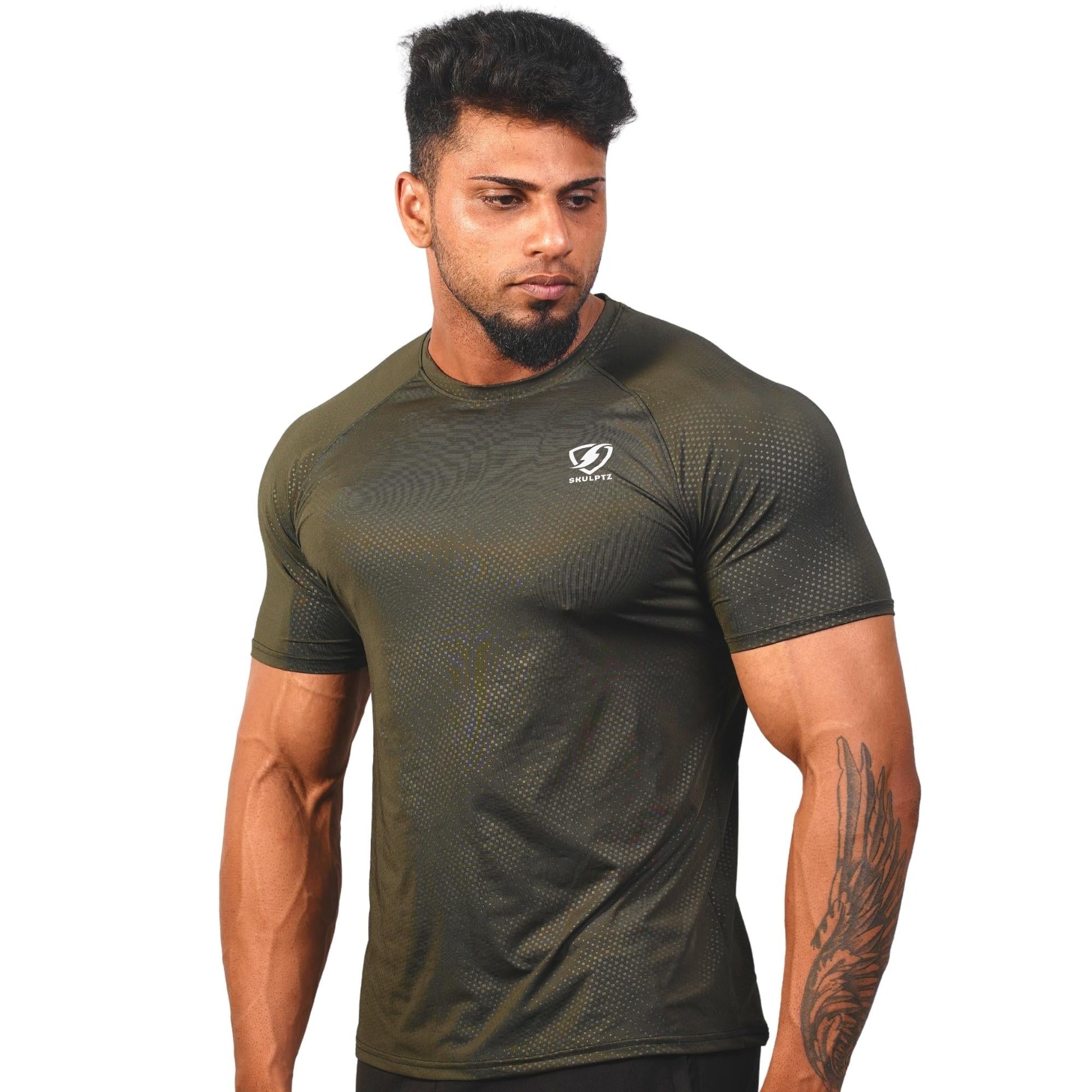 Mens Horizon Tshirt (olive) - skulptz