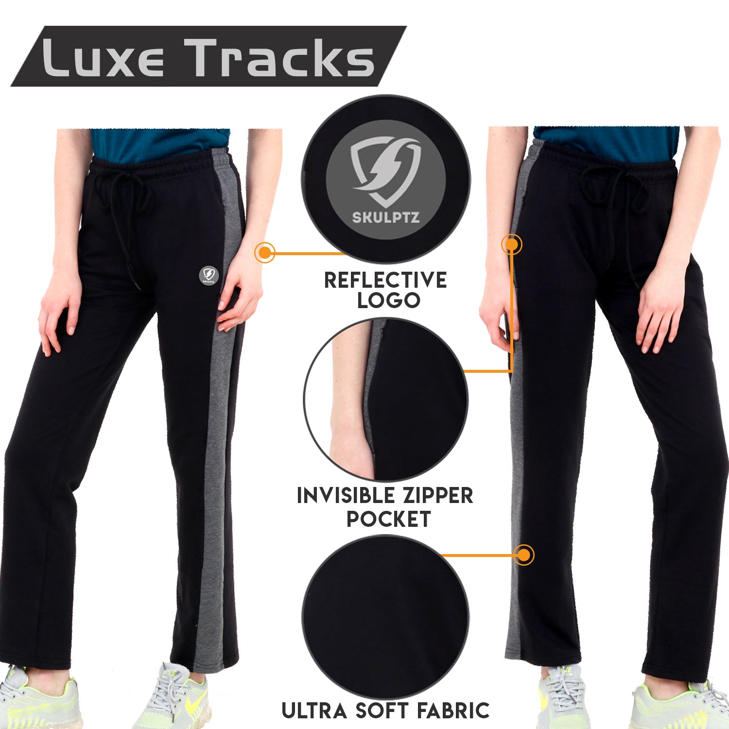 Womens Luxe Track pants Black - skulptz
