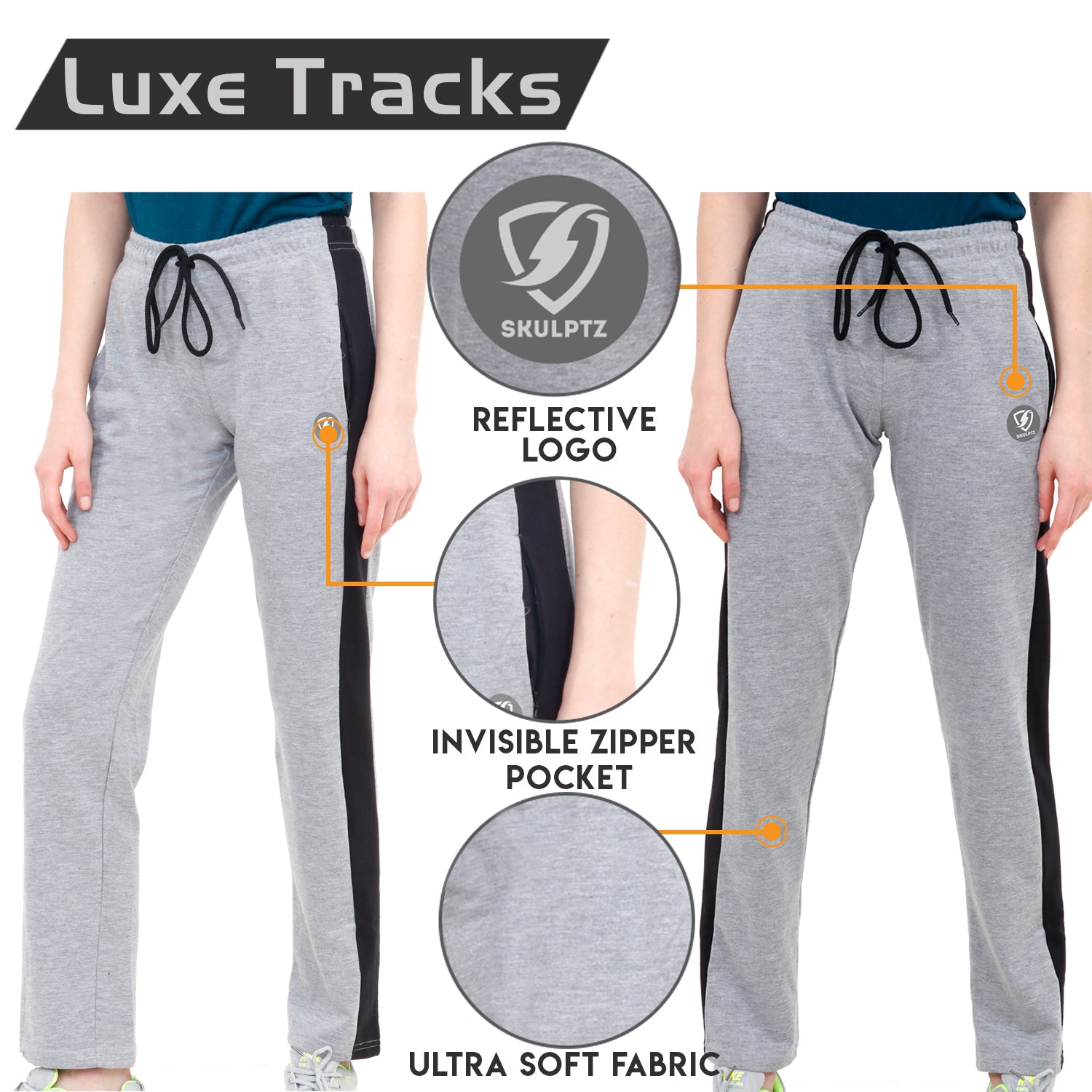 Womens Luxe Track pants Grey - skulptz