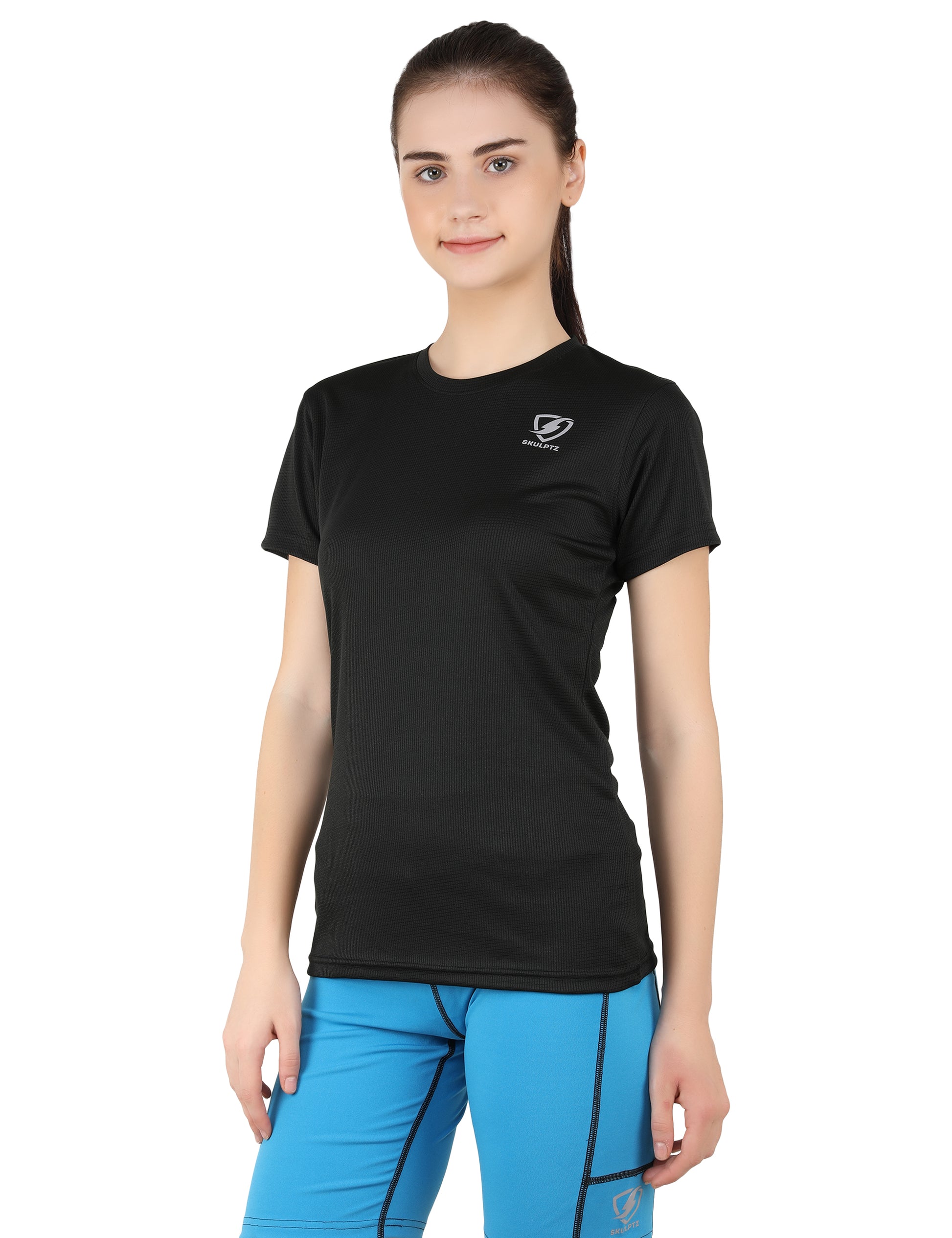 Womens Sparkle Tshirts (Black) - skulptz