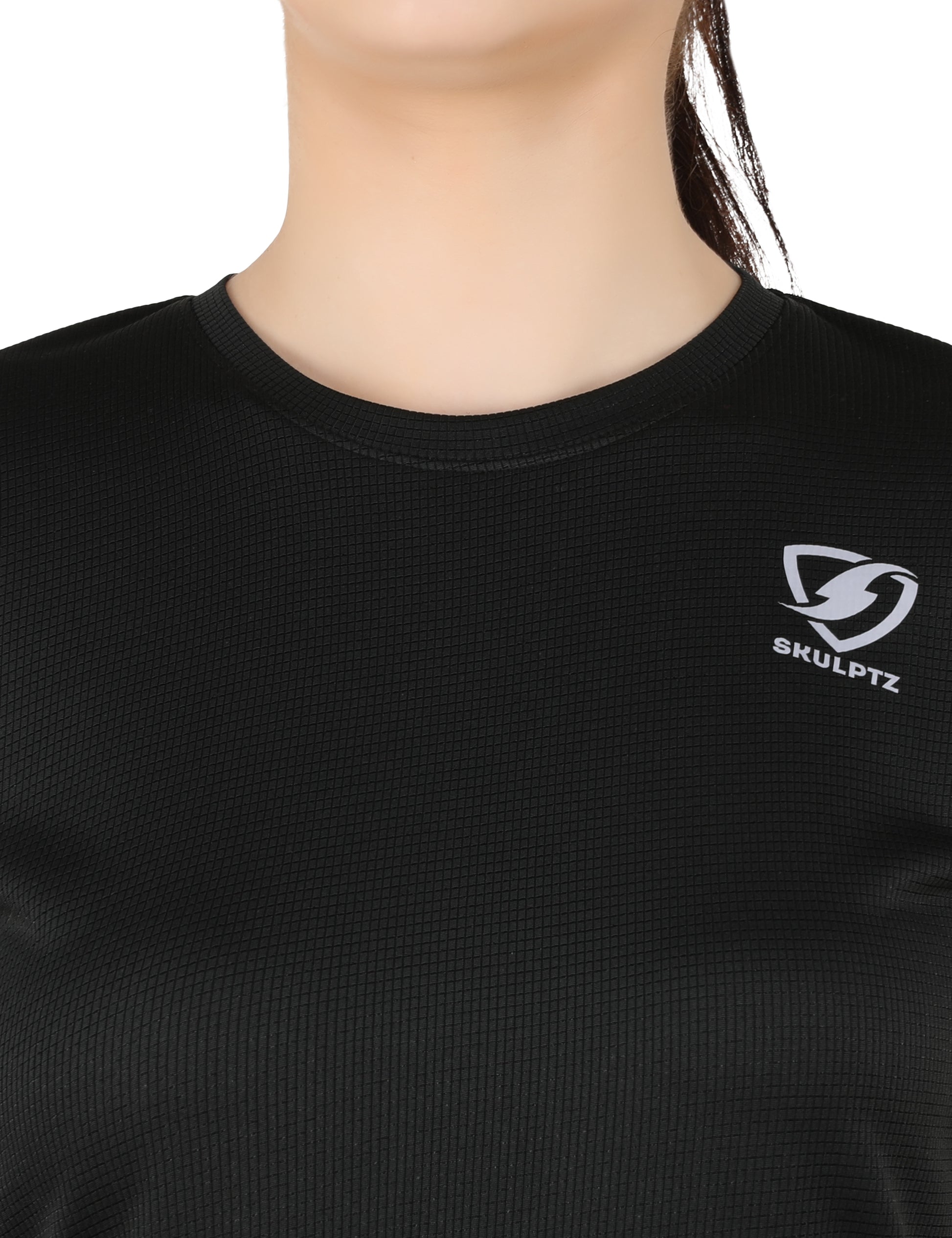 Womens Sparkle Tshirts (Black) - skulptz
