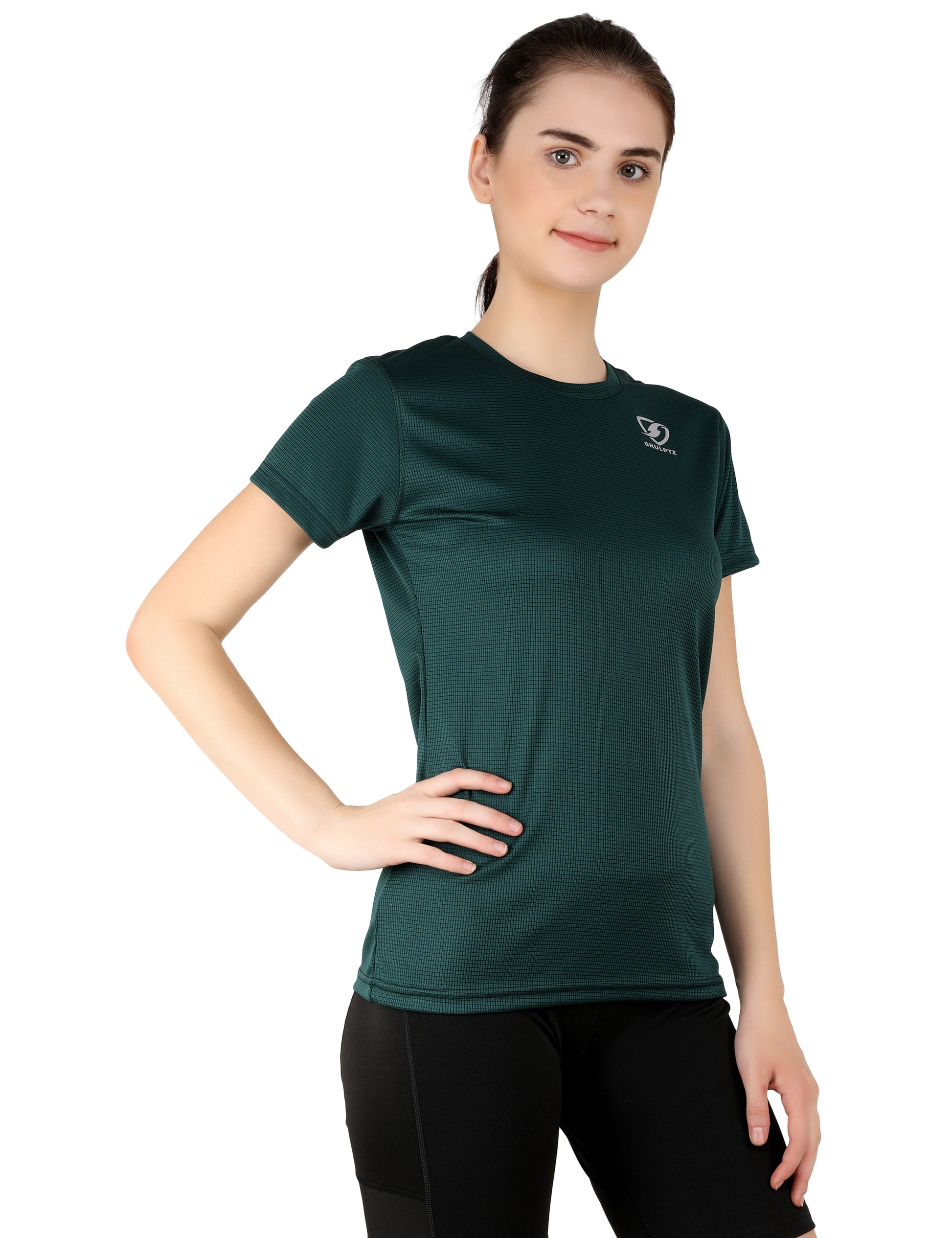 Womens Sparkle Tshirts (Green) - skulptz