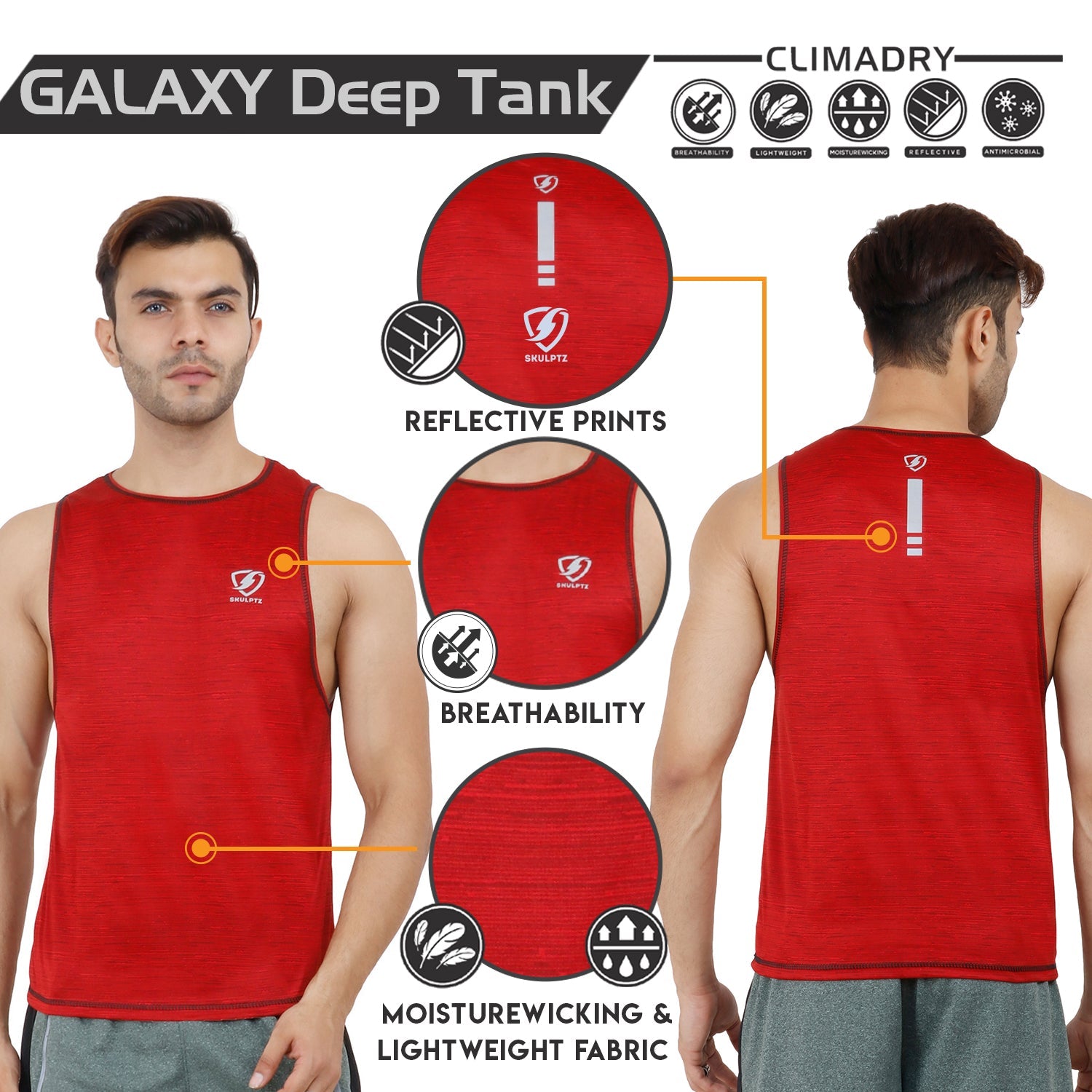 Mens Galaxy Deep Tank (Red) - skulptz