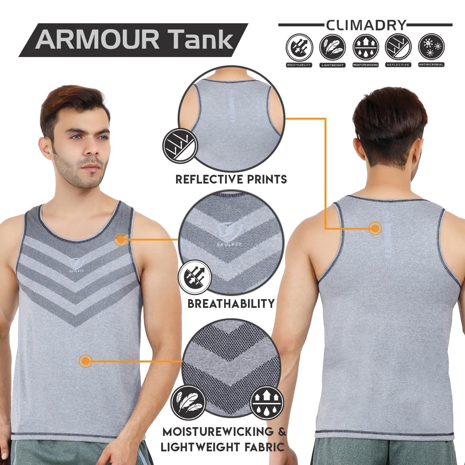 Mens Armour Tank Top (Grey) - skulptz
