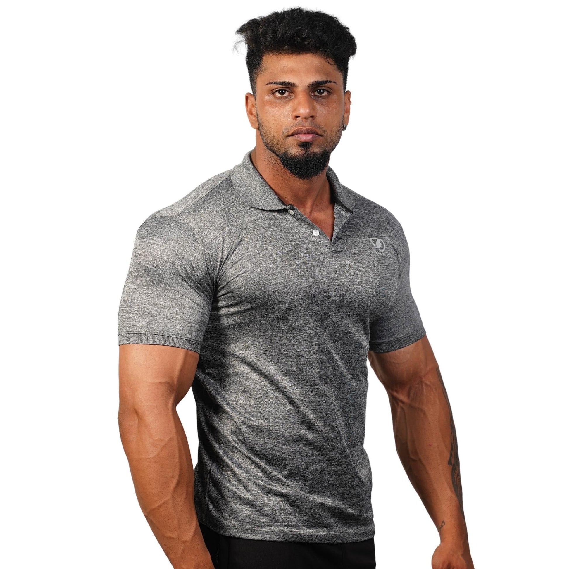 Mens Collar Tshirt (grey) - skulptz