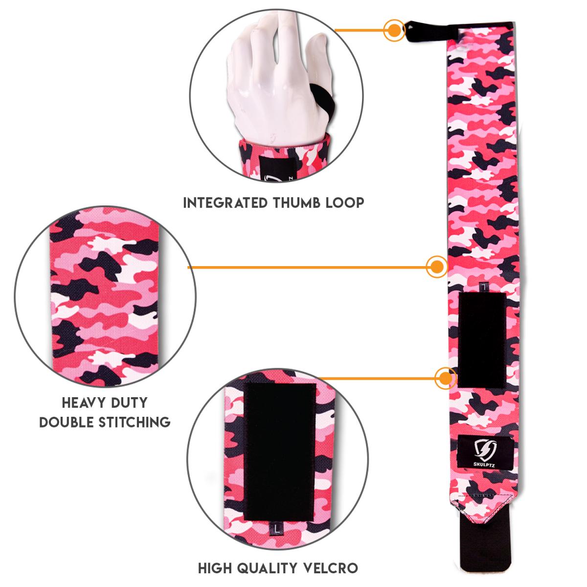 Camo Series Wrist Wraps 25 Inches Pink - skulptz