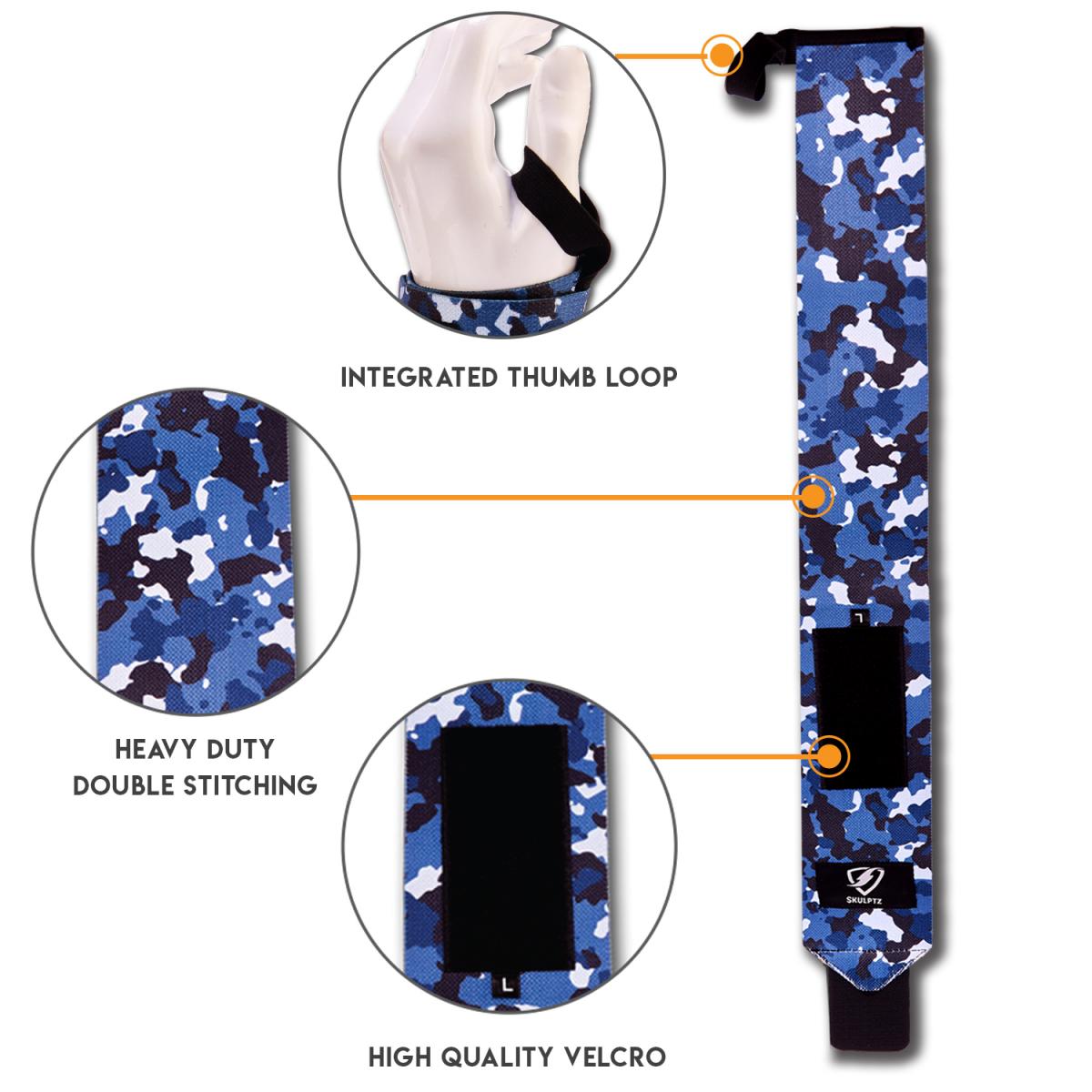 Camo Series Wrist Wraps 25 Inches Blue - skulptz
