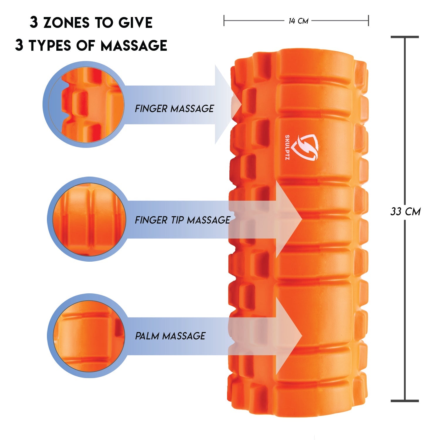 Hybrid Heavy Duty Foam Roller (Orange) - skulptz
