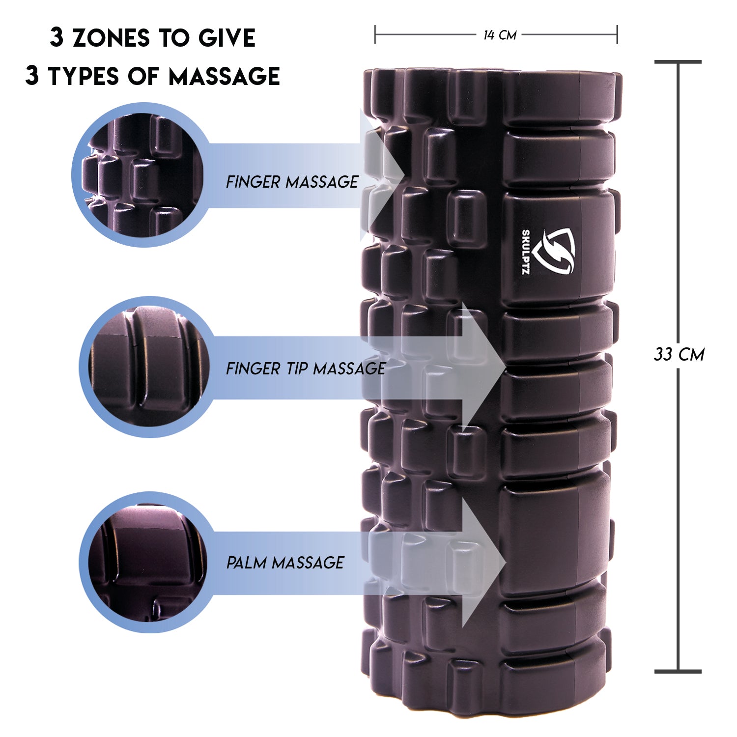 Hybrid Heavy Duty Foam Roller (Black) - skulptz