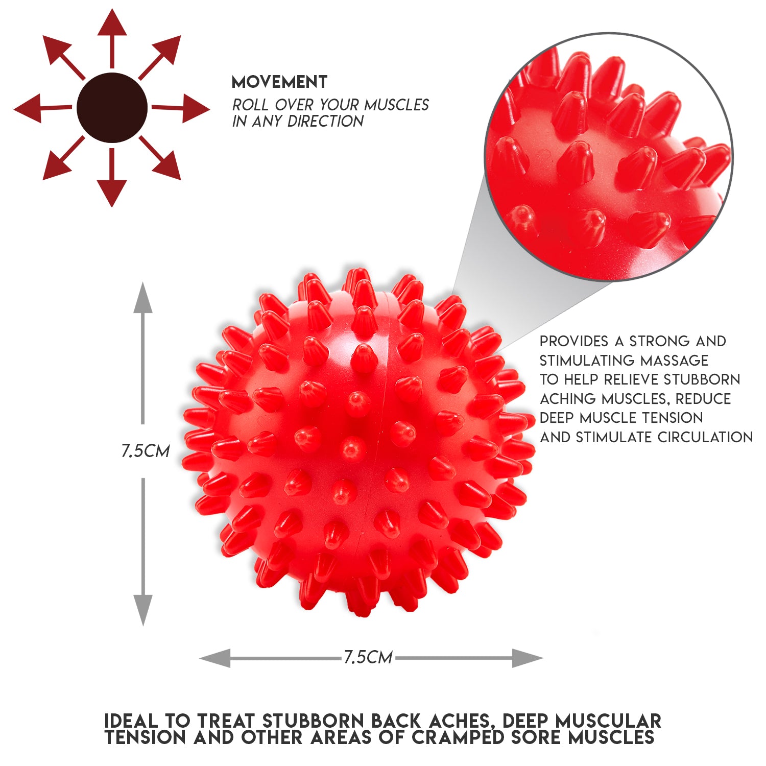 Spiky Trigger Point Massage Ball Red - skulptz