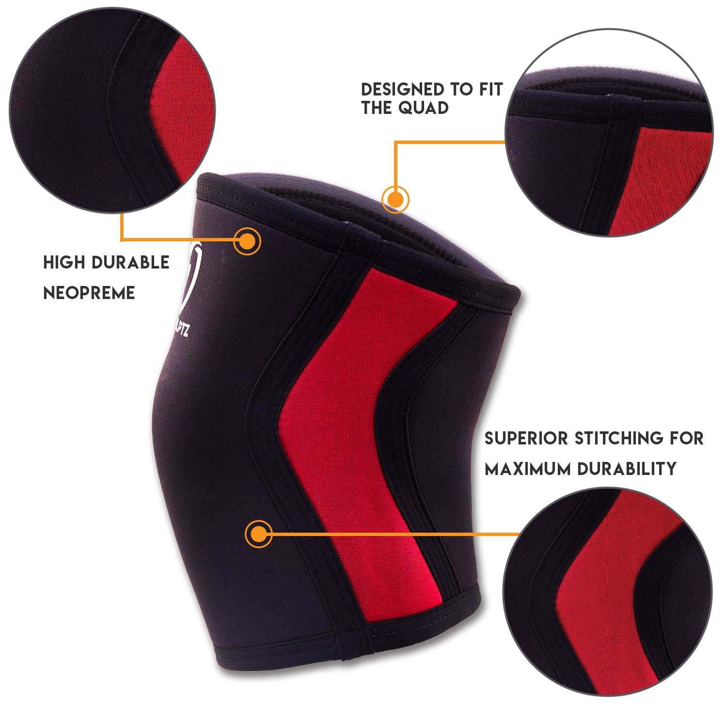 Hercules 7 mm Competition Grade Neoprene Red Knee Support - skulptz