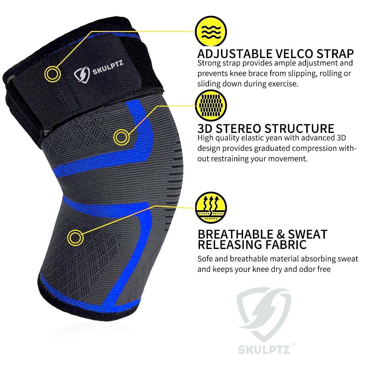 U-brix Knee Support With Adjustable Strap Blue - skulptz