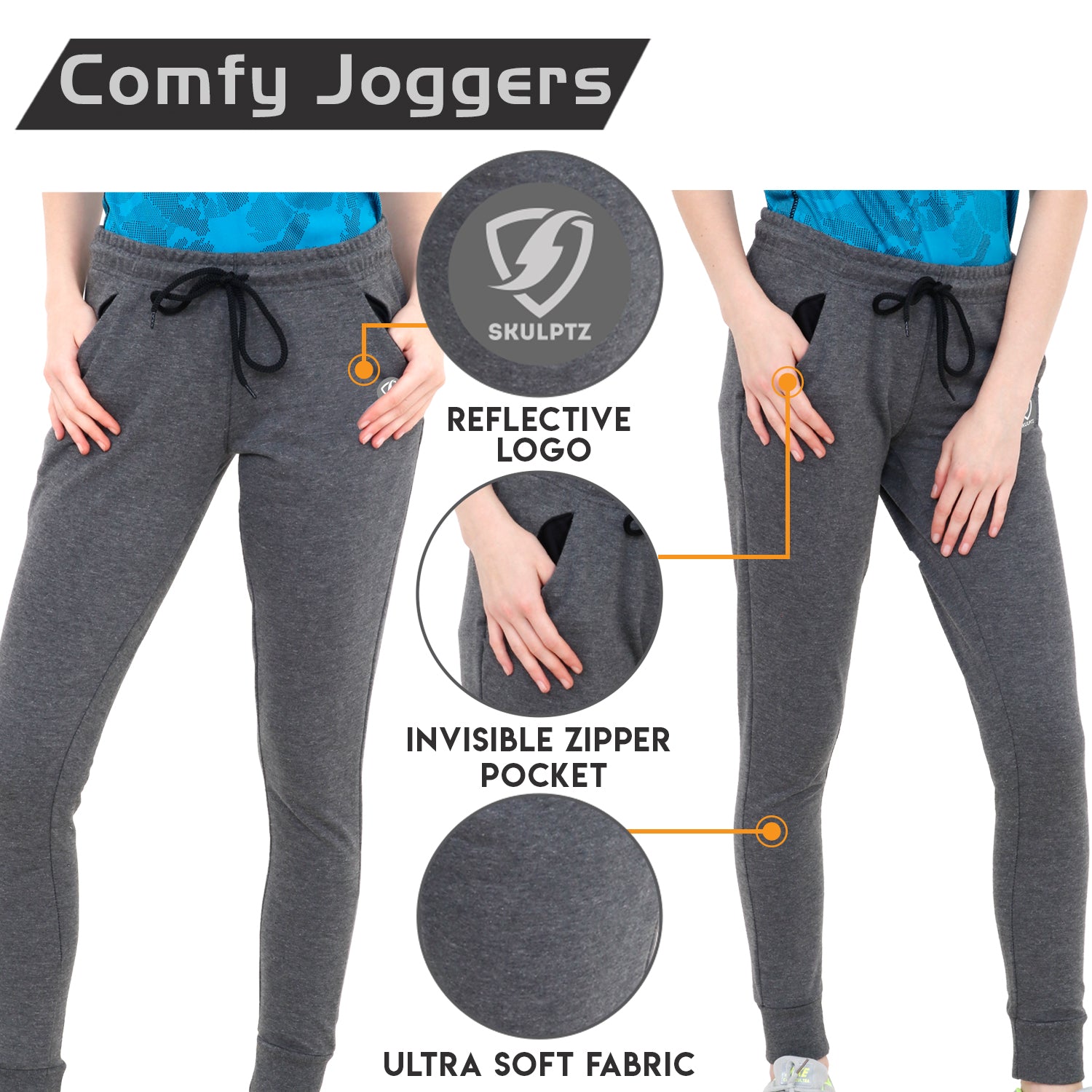Womens Comfy Track pants Dark Grey - skulptz