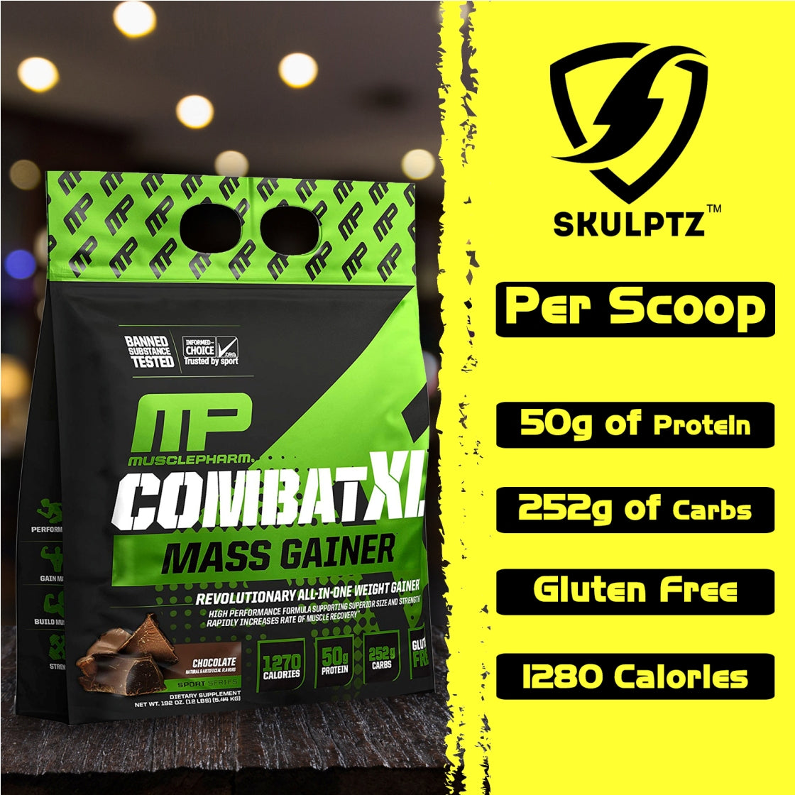 MusclePharm Combat XL Mass Gainer 12 lb - skulptz