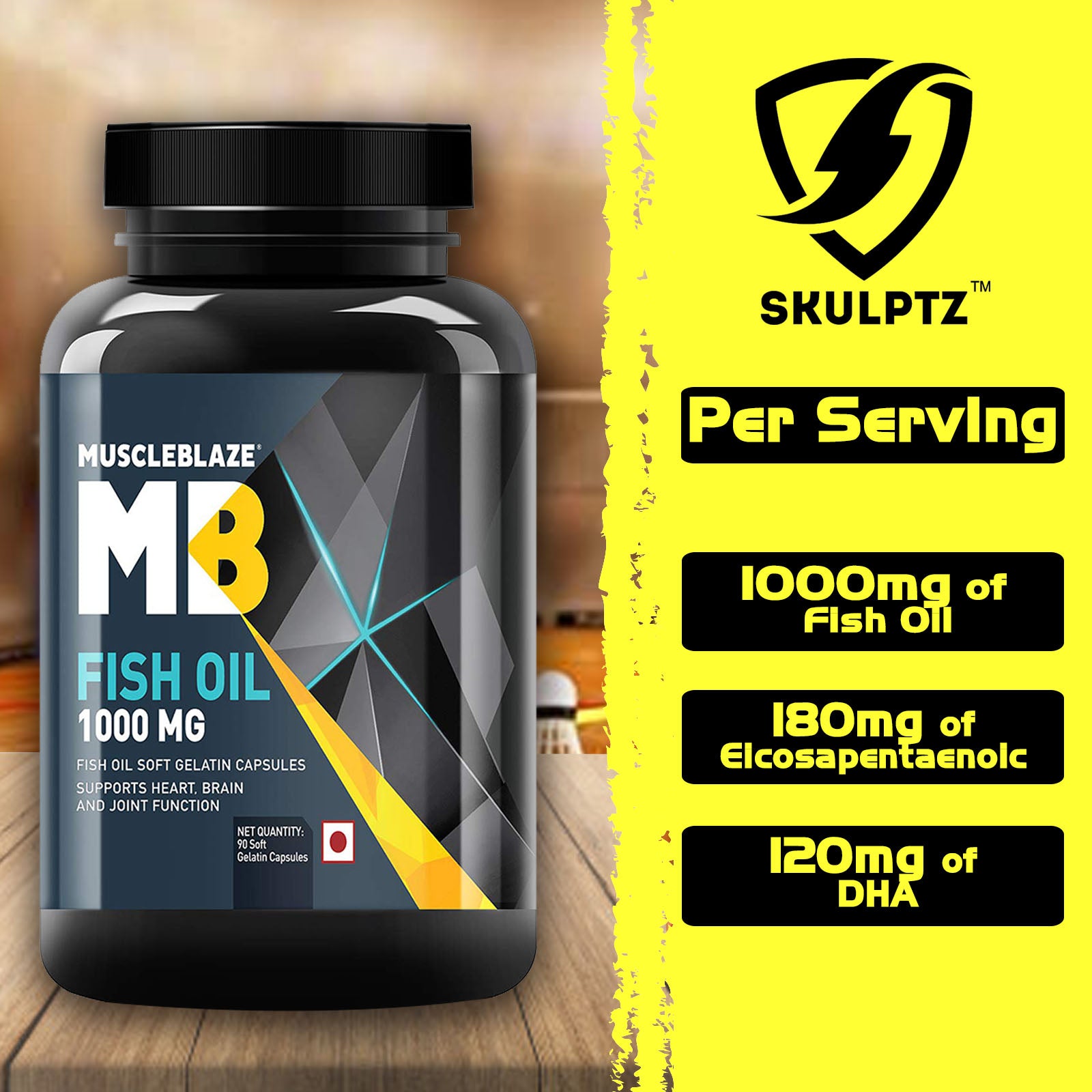 MuscleBlaze Fish Oil (90 softgels) - skulptz